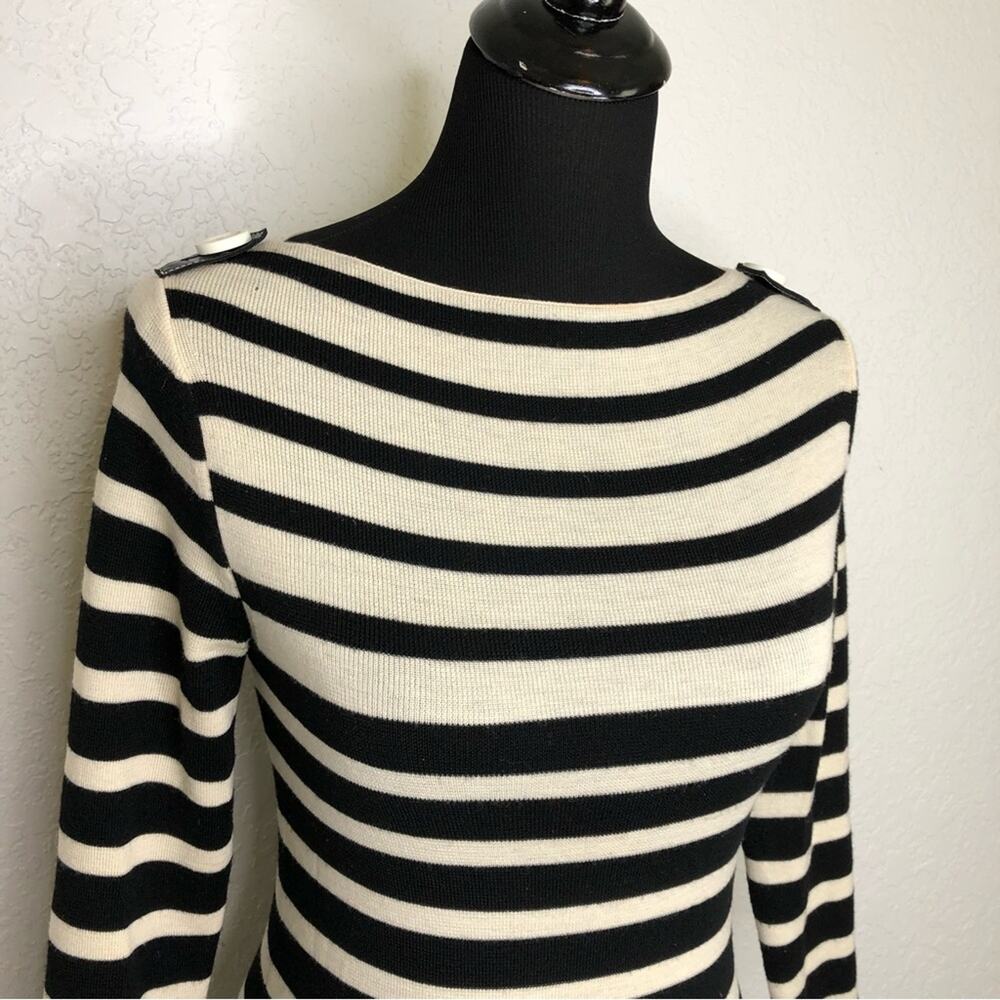 Tory Burch black and cream striped wool sweater size Extra Small - Picture 3 of 15